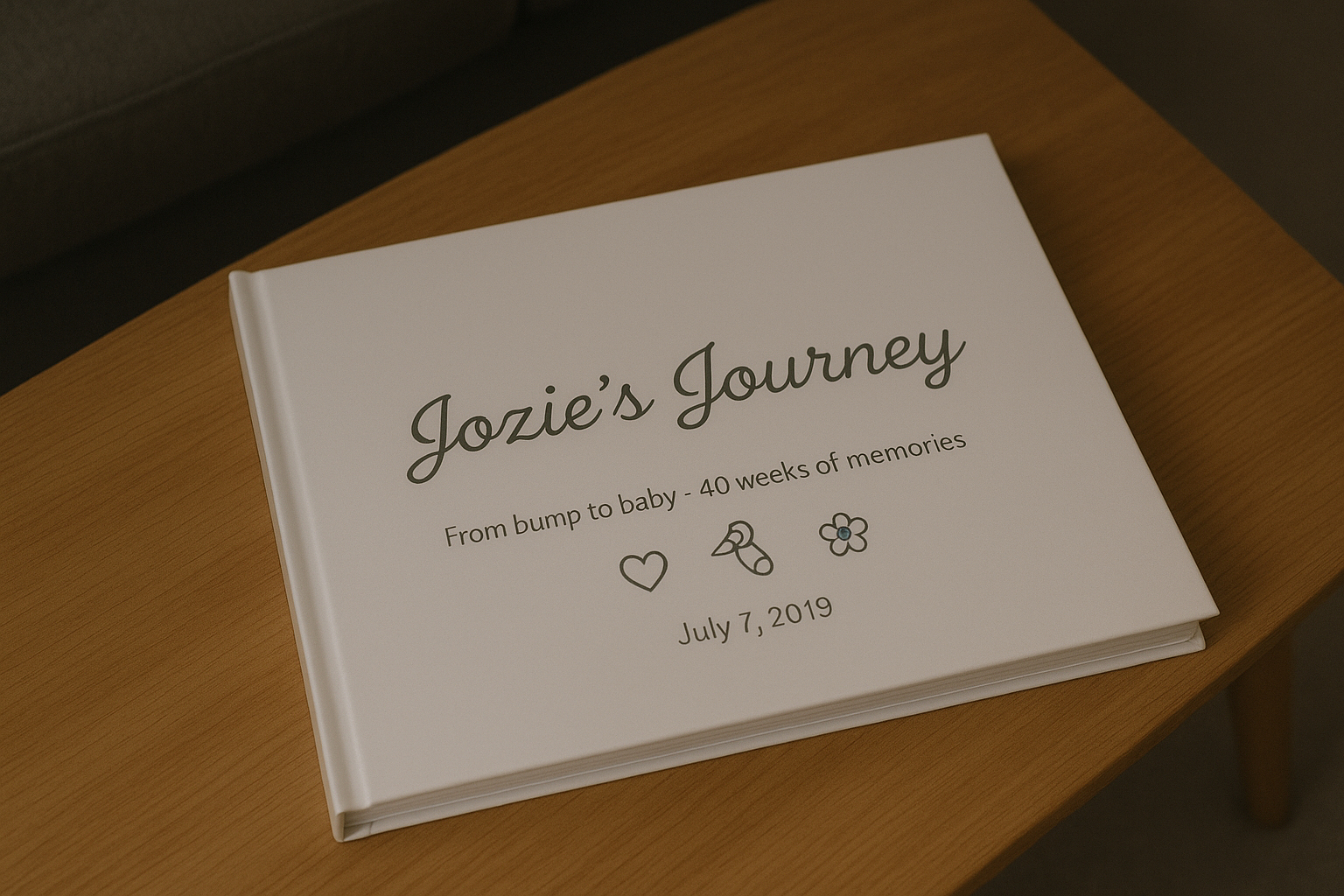 40Weeks pregnancy book on coffee table